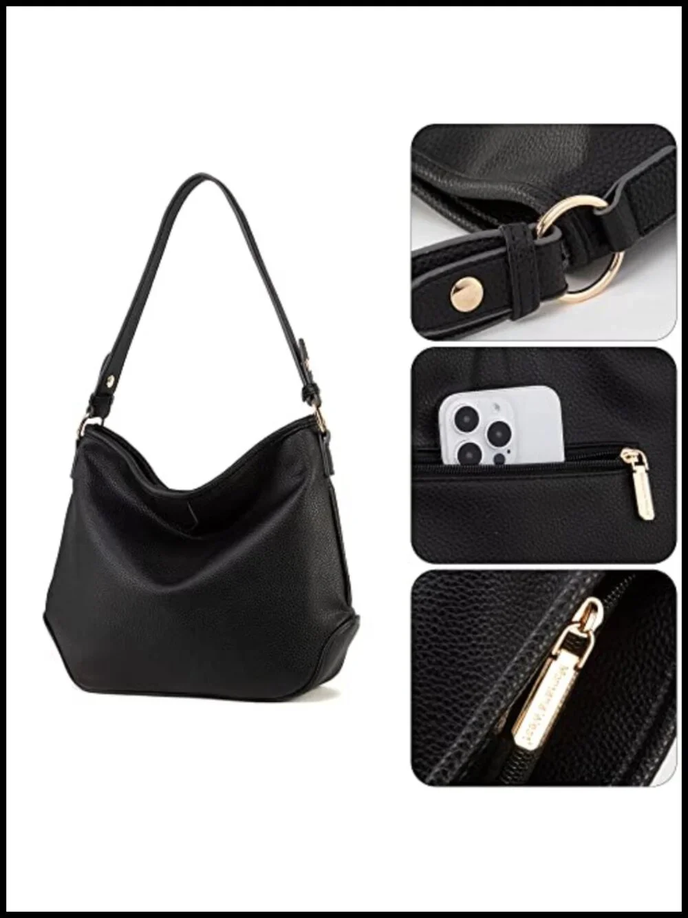 Montana West Medium Hobo Shoulder Bag Vegan Leather Detachable Strap Everyday